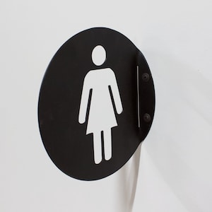 Round Modern Restroom Sign, Bathroom Sign