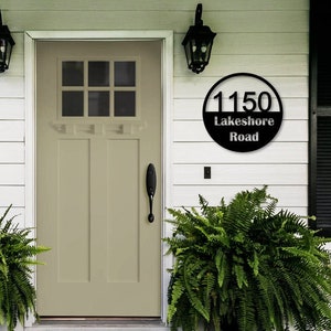 Modern cicular half solid address sign, home entrance decor, custom home address sign
