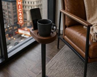 TALO | Minimalist Side Table, Mini side table, Cup and Phone-Holder, Glass holder, Side Table, Phone Holder, Modern individual side table