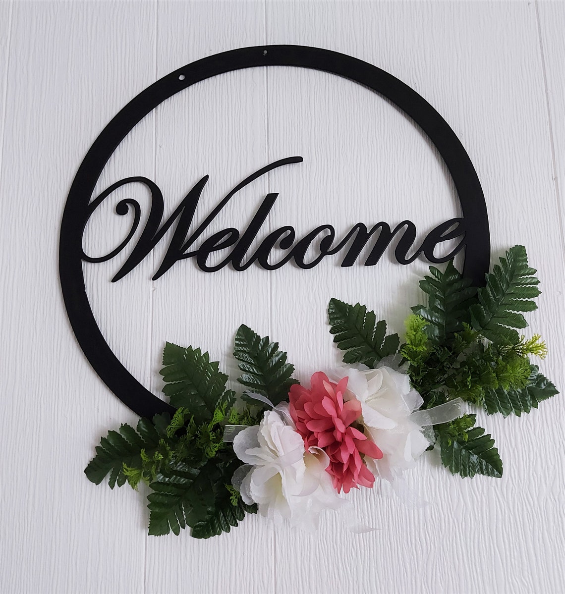 Welcome Sign With Metal Frame and Flower Decorations Welcome - Etsy UK