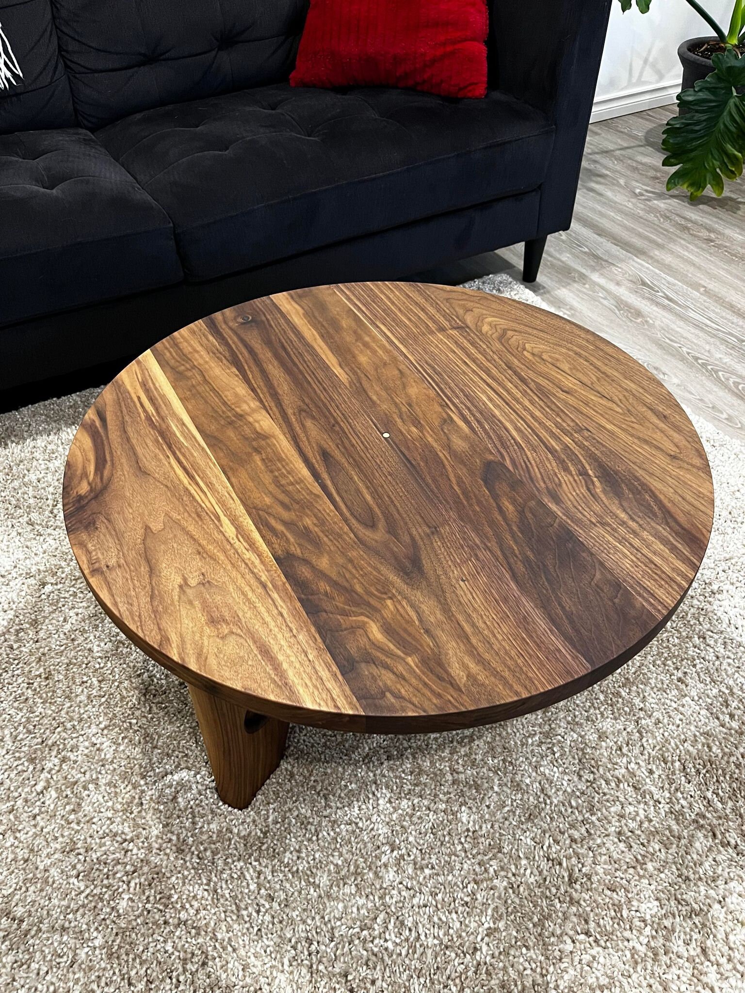 Low Profile Round Coffee Table Solid Natural Walnut ash
