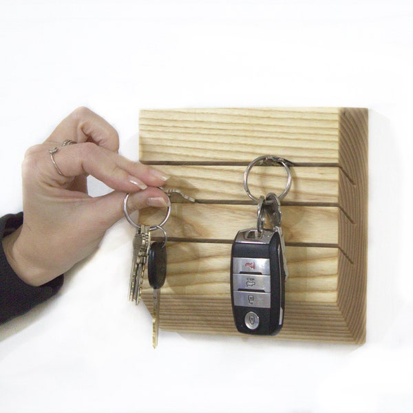 Simple and stylish natural ash and walnut wood keyholder, large and small, key organizer, entry way key holder, minimalist organizer