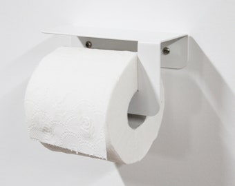 Toilet Paper Roll Holder with Rack for cellphones or tots, modern bathroom accessory, stylish toilet paper holder