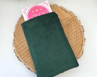 Book Sleeve Forest Green: Jumbo Cord and Ghosts Book/Ereader Cosy