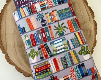 Book Shelves Book Sleeve | Library & Plants Paperback Book Pouch Handmade UK | Librarian Novel Storage | Bibliophile Reading Merch.