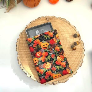 Halloween Pumpkin Kindle Paperwhite Holder: Spooky Gourd Ereader Pouch, Handmade Creepy Ebook Case