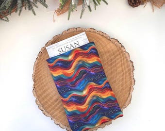 Bright Wavy Handmade Book Sleeve: Padded Book/Kindle Cover