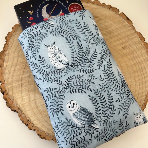 Owl Book Sleeve | Magical Owl Book Pouch | Book Sleeve For Paperback Books | Kindle Paperwhite Case | E-Reader Cover