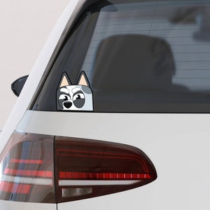 Grey Dog muffin Car Decal / Car Decal / Decal / bumper sticker / grey puppy decal / Car Window Decal Sticker / Muffin / Blue /