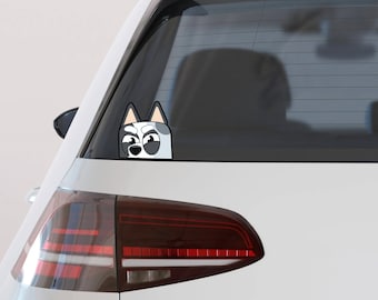 Sticker voiture muffin chien gris / sticker voiture / sticker / sticker pour pare-chocs / sticker chiot gris / sticker fenêtre de voiture / muffin / bleu /