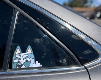 Sticker voiture chien gris fou / sticker voiture / sticker / sticker pour voiture / sticker chiot gris / sticker fenêtre de voiture / muffin / bleu /