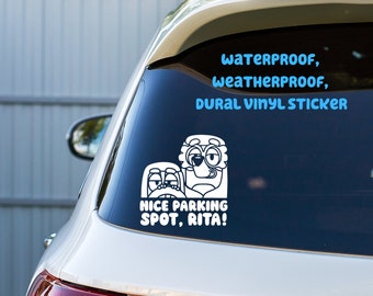 Nice parking spot, Rita Grannie Decal /  vinyl decal / bumper decals / bumper stickers / grannies / funny decal / truck decal /truck sticker