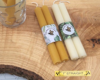 Beeswax 7” Candles (Set of 2): Hand-Poured Devon Candlestick Candles