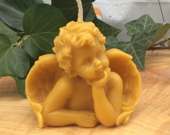 Beeswax Cherub Candle: Handcrafted Angel, Devon Christmas Decor
