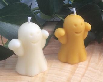 100% Beeswax Candle Halloween 2 x Ghost  made with in Devon