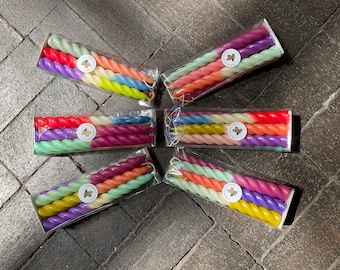 Beeswax Twisted Taper Candles Gift Set: Mystery Colors, Hand-Dipped