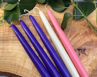 Beeswax Advent Candle Set: Hand-Poured Taper Candles, Made in Devon 2 Options