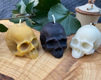 100% Beeswax Skull Candle - Halloween Goth Gothic made in Devon