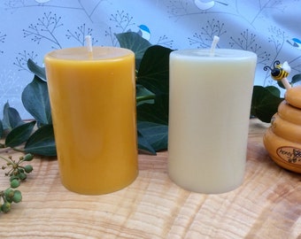 100% Beeswax Candle Chunky Pillar 10cm x 7cm - made in Devon