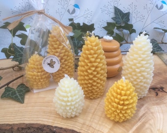 Beeswax Candle Gift Set: Devon Honeycomb Cones, Natural Aromatherapy