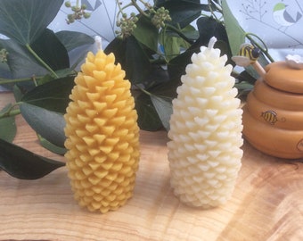 Pine Cone 100% Beeswax Candle 11x5cm made with Devon Wax