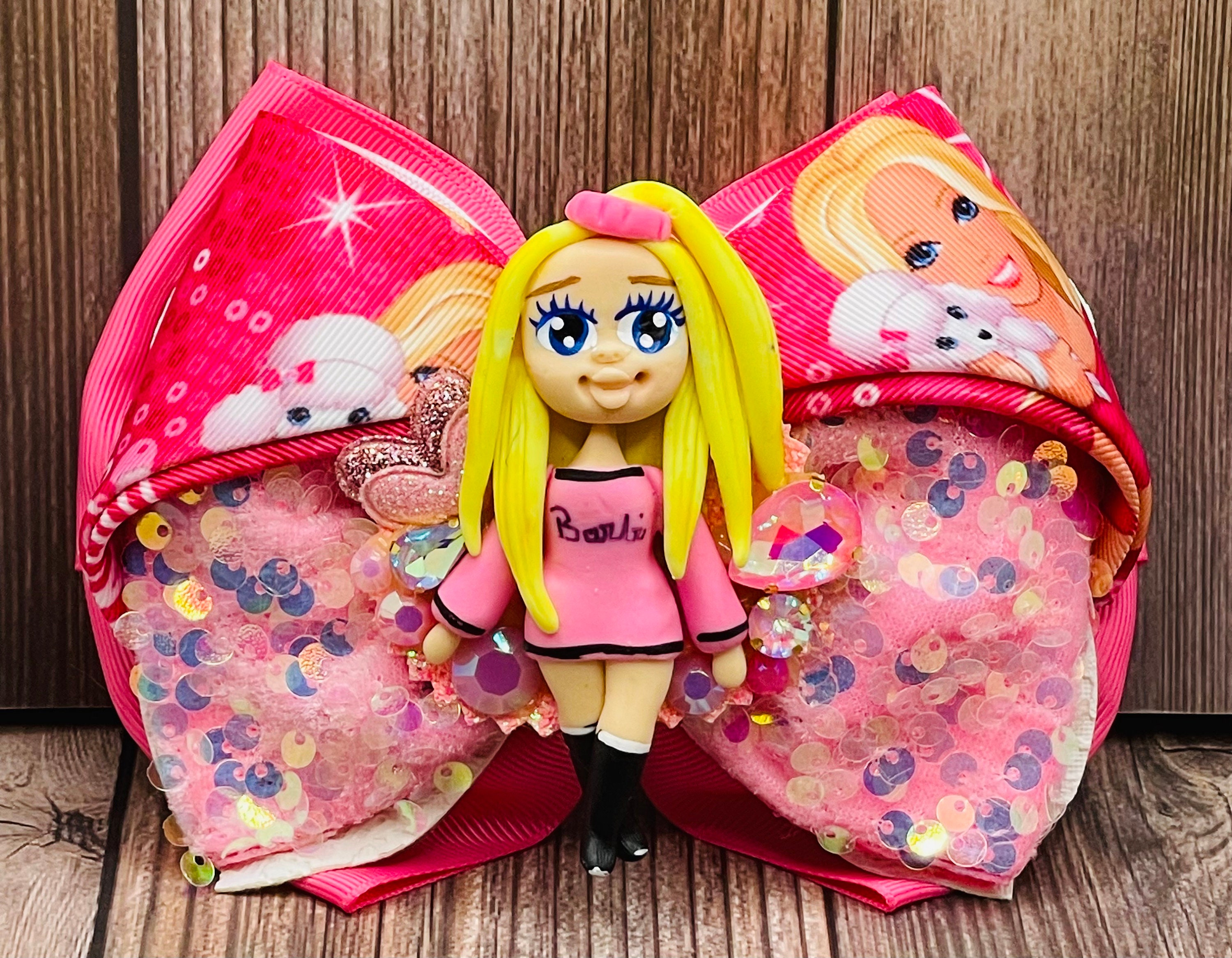 Barbie Hair Bow Clay Doll Center Piece Hair Bow for Girls - Etsy Barbie Hair Bow Clay Doll Center Piece Hair Bow for Girls - Etsy