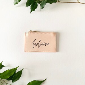 Personalized first name card holder, coin purse, faux leather, women's gift image 9