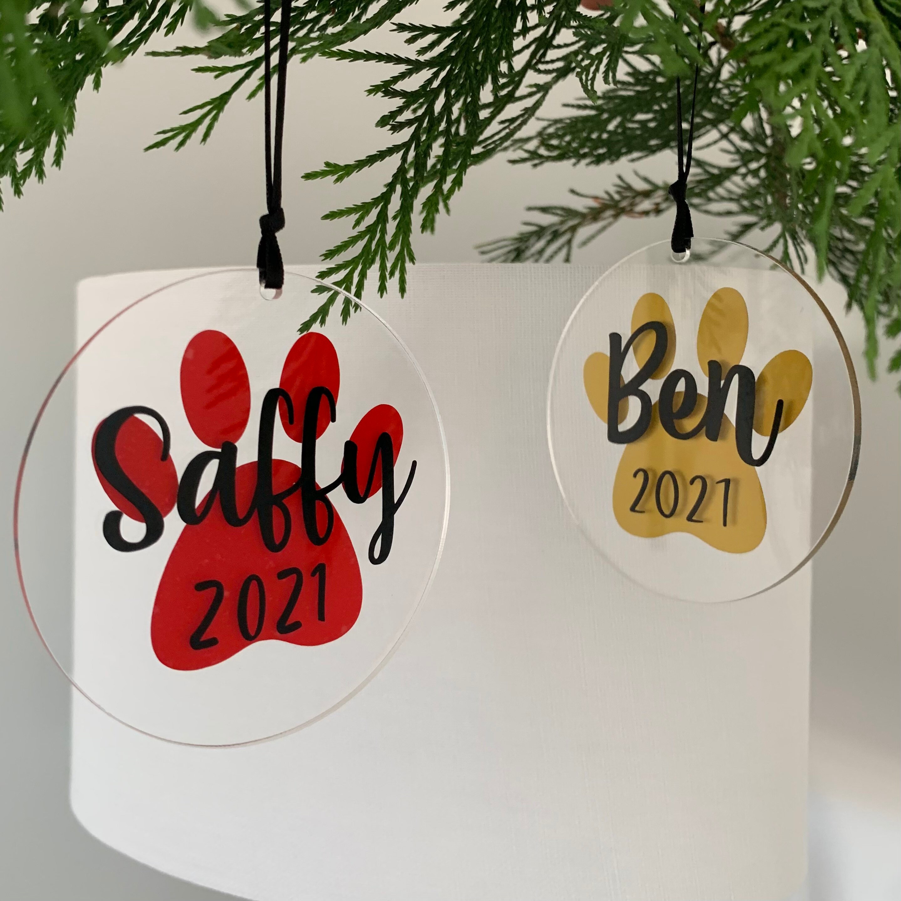 Ornement Patte de Chien Personnalisable, Decoration Sapin Noël