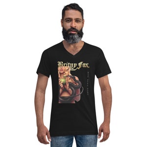 Britny Fox - Bite Down Hard 30 Yr &#39;Rockstar&#39; Design Unisex Short Sleeve V-Neck T-Shirt
