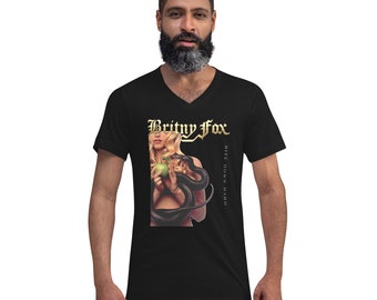 Britny Fox - Bite Down Hard 30 Yr 'Rockstar' Design Unisex Short Sleeve V-Neck T-Shirt