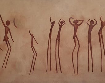 Saharan Dance – Modern Tribute to Tassili Rock Art by Georges Le Poitevin