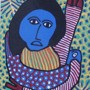 Dieuseul Paul exceptional canvas 1980&#39;s collection Haiti Haitian rare