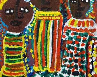 Lousianne Saint Fleurant, &quot;Three Sisters&quot; original Haitian painting