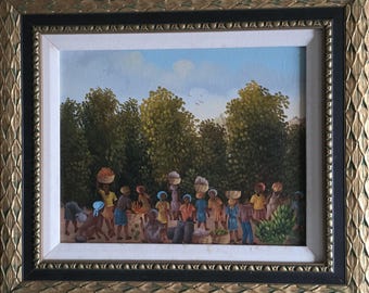 Haitian Market Scene – Original Oil Painting by Rosemond Cénéac, 8" x 10 in