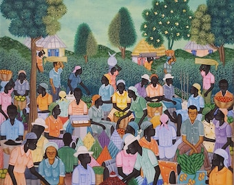 Market Day, in Haiti (Haitian painting by Eddy Valmont)