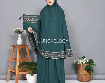 Jumbo Adult Mukena Songket Embroidered Premium Micro Cotton Muslim Prayer Dress, Women Prayer Outfit, Prayer Clothes, Salah Prayer outfit