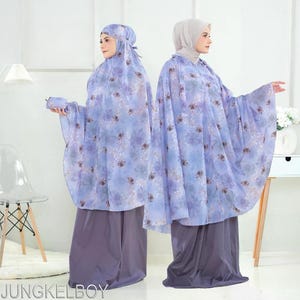 Mini Travel Mukena, Korean Parachute Prayer Dress, Lasercut, Free Prayer Rug