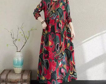 JB1897 Premium Sheer Dress with Abstract Motif, Latest Retro Fashion, Artsy Dress, Unique Dress, Summer Dress, Comfy Dress, Bohemian Style