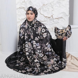 Dira Vuxen Mukena Premium Silk 2-i-1 Laserskuren LALUNA-serie Muslimsk böneklänning, Bönekläder för kvinnor, Salah-bönekläder