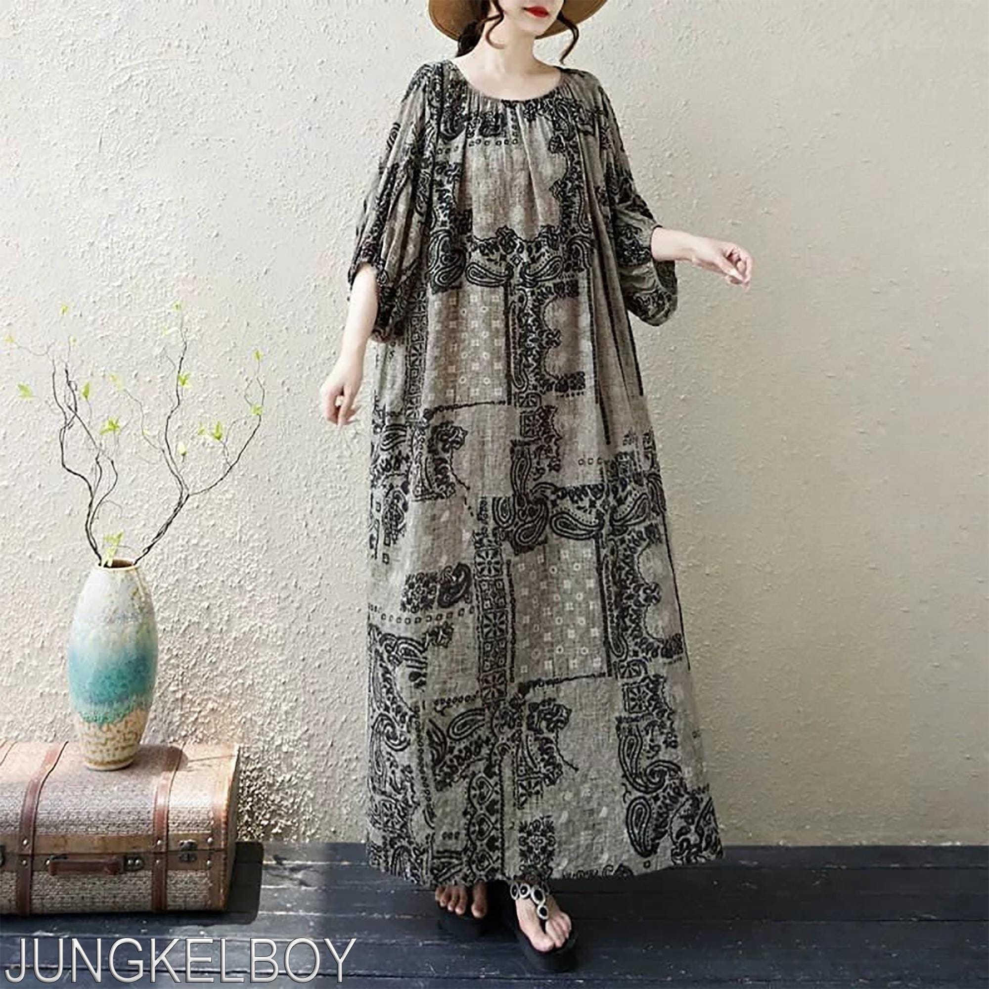 knee length dresses for ladies White Vintage Balloon Sleeve Maxi Dress |New Style and Fashion|NOOSGOP –  Noosgop main image 0