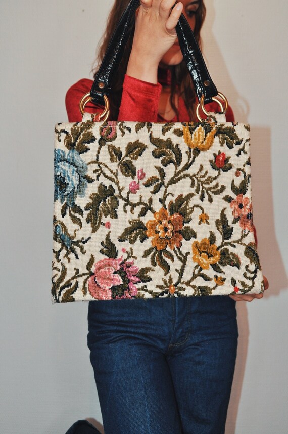 Vintage Floral Tapestry Bag/Floral Tapestry Purse