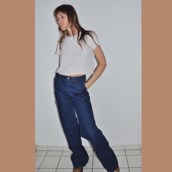 Dark Blue Vintage High-Waist Denim Flares From Wra