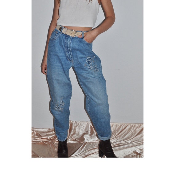 90s Vintage High-Waist Denim Jeans/ baggy denim tr