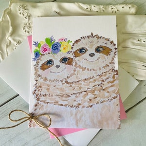 3 carte Darling Bradipo Anniversario Coppia amore Carta regalo pittura ad acquerello biglietto di auguri fatto a mano