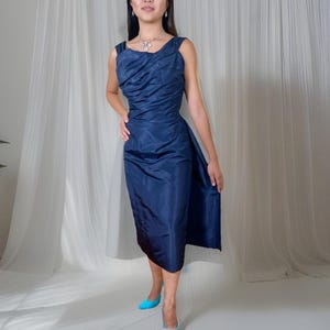 the dress starr formals 1960s Malcolm Starr Grey Formal Maxi Dress with Embellished Sleeves main image 1
