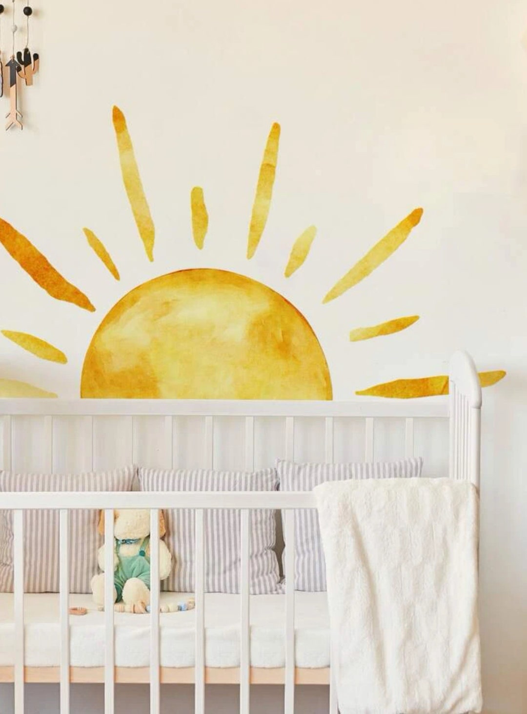 Extra Large Sun Nursery Classroom Watercolor Cheerful Wall Decal Babies ...