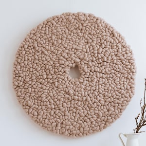 Modern Woven Wall Hanging – Minimalist Round Wool Artwork - Large Handmade Decor - Handmade Circular Wall Tapestry - ROSEBLUSH