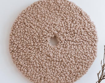 READY TO SHIP Large Round Wool Wall Hanging: Modern Minimalist Decor