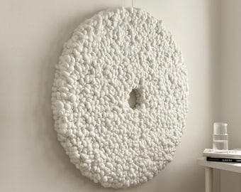 Round Wool Wall Hanging: Abstract Minimalist Handmade Decor (38x38 inches)