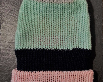 Hand Knitted Beanie/Hat - 100% Acrylic Wool